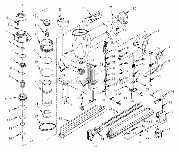 Page A Diagram and Parts List for HDN10400  Campbell Hausfeld Nailer